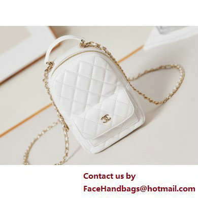 Chanel Lambskin & Gold-Tone Metal Mini Backpack Bag AP3753 White 2025